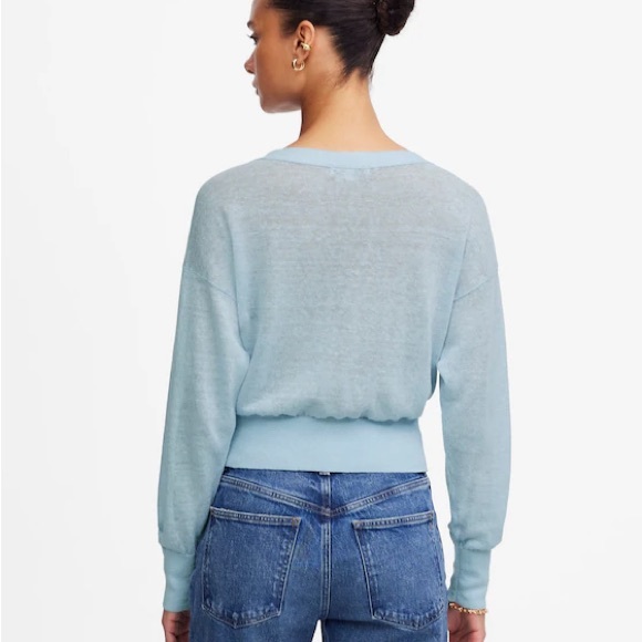 Linen-Blend V-Neck Cardigan - Picture 5 of 9